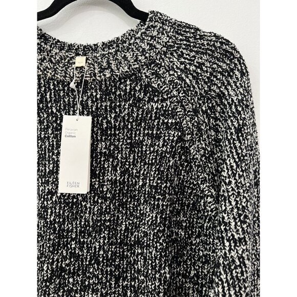 NWT Eileen Fisher Size M Round Neck Boxy Sweater - Black MSRP $268 - Picture 11 of 13